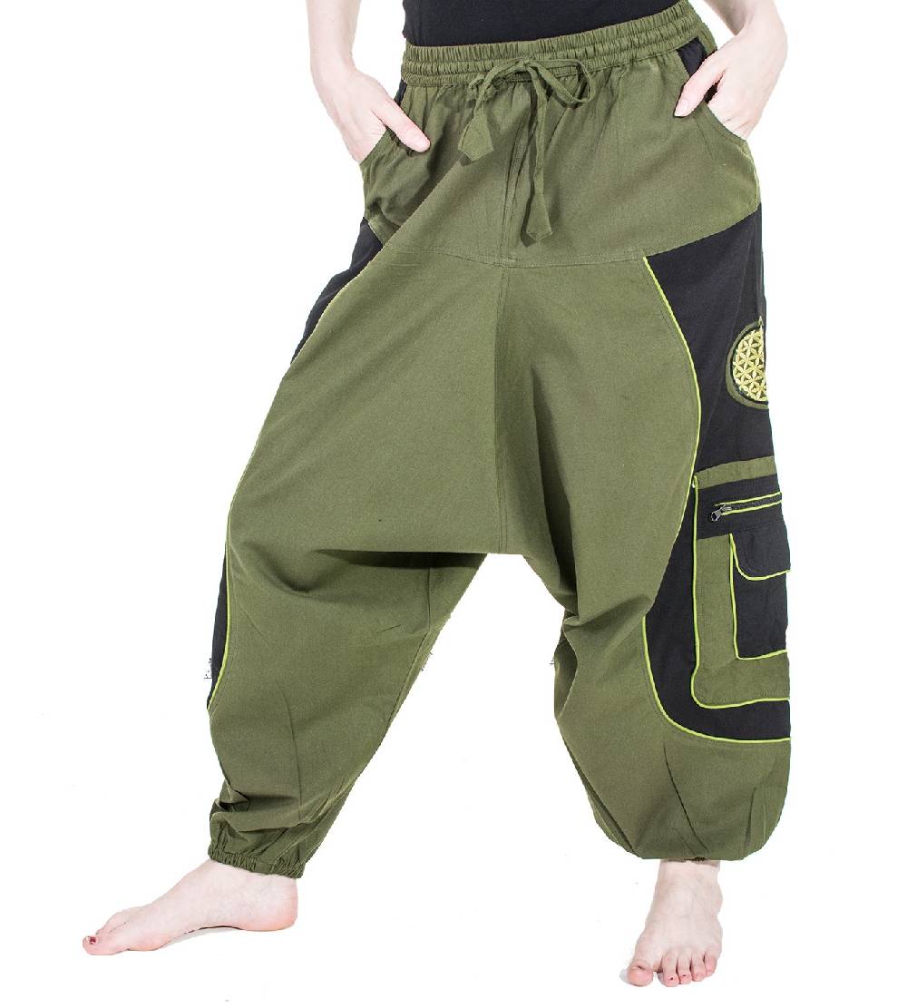 Kunst Und Magie Kunst und Magie Flower of Life Hippie Haremshose Goahose Cargohose Saisonschlussverkauf