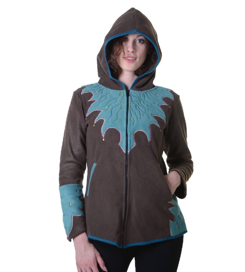 Kunst Und Magie Damen Hippie Fleecejacke "The Tree" mit Kapuze und bunten Herbst-Mustern Weihnachtsangebot