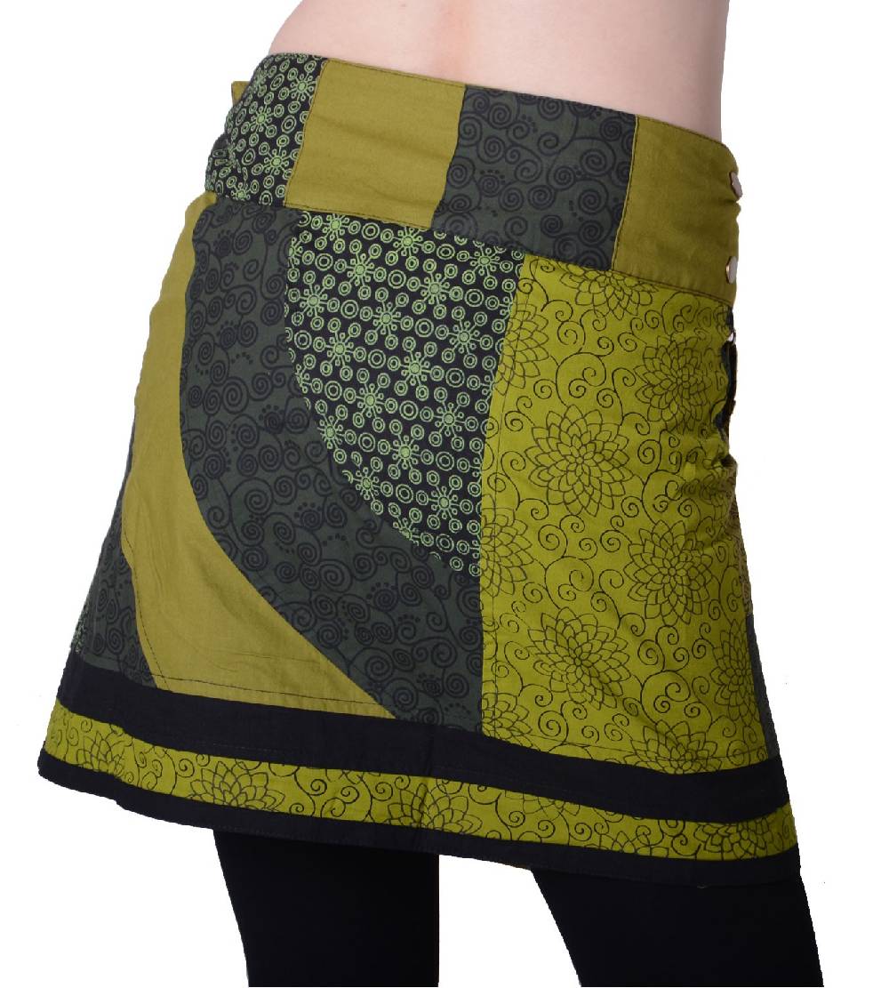 Kunst Und Magie Wunderschöner sommerlicher Wickelrock Minirock Cacheur mit kleiner Tasche ideal für das nächste Festival Goa Hippie Rock Vatertagsangebot