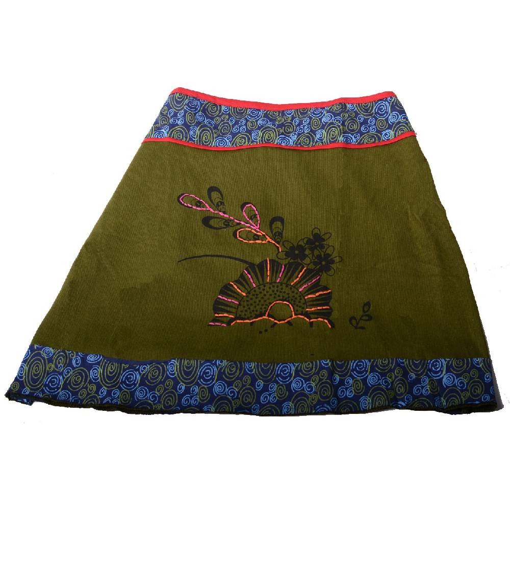 Kunst Und Magie Goa Patchwork-Minirock in knalligen Farben - Sommerrock Neueste Mode
