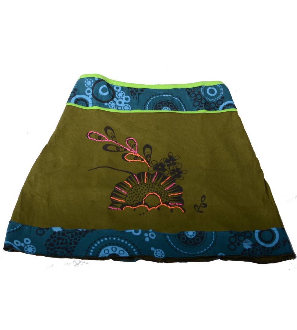Kunst Und Magie Goa Patchwork-Minirock in knalligen Farben - Sommerrock Neueste Mode