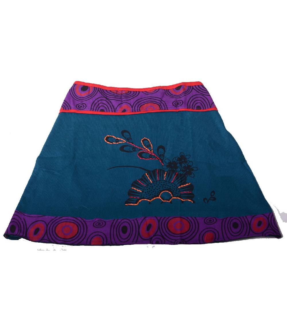 Kunst Und Magie Goa Patchwork-Minirock in knalligen Farben - Sommerrock Neueste Mode