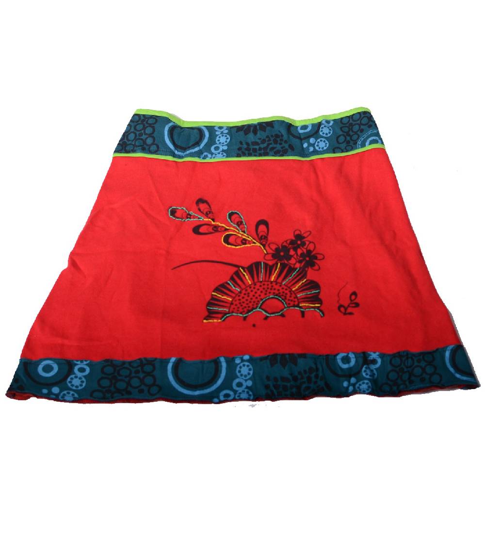Kunst Und Magie Goa Patchwork-Minirock in knalligen Farben - Sommerrock Neueste Mode