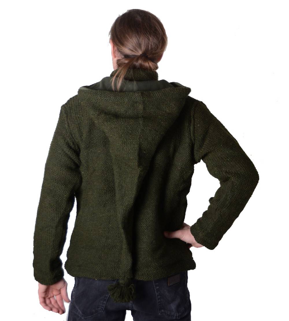 Kunst Und Magie Baja Herren-Strickjacke mit Fleecefutter und Zipfelkapuze Poncho Goa Hippie Bestseller
