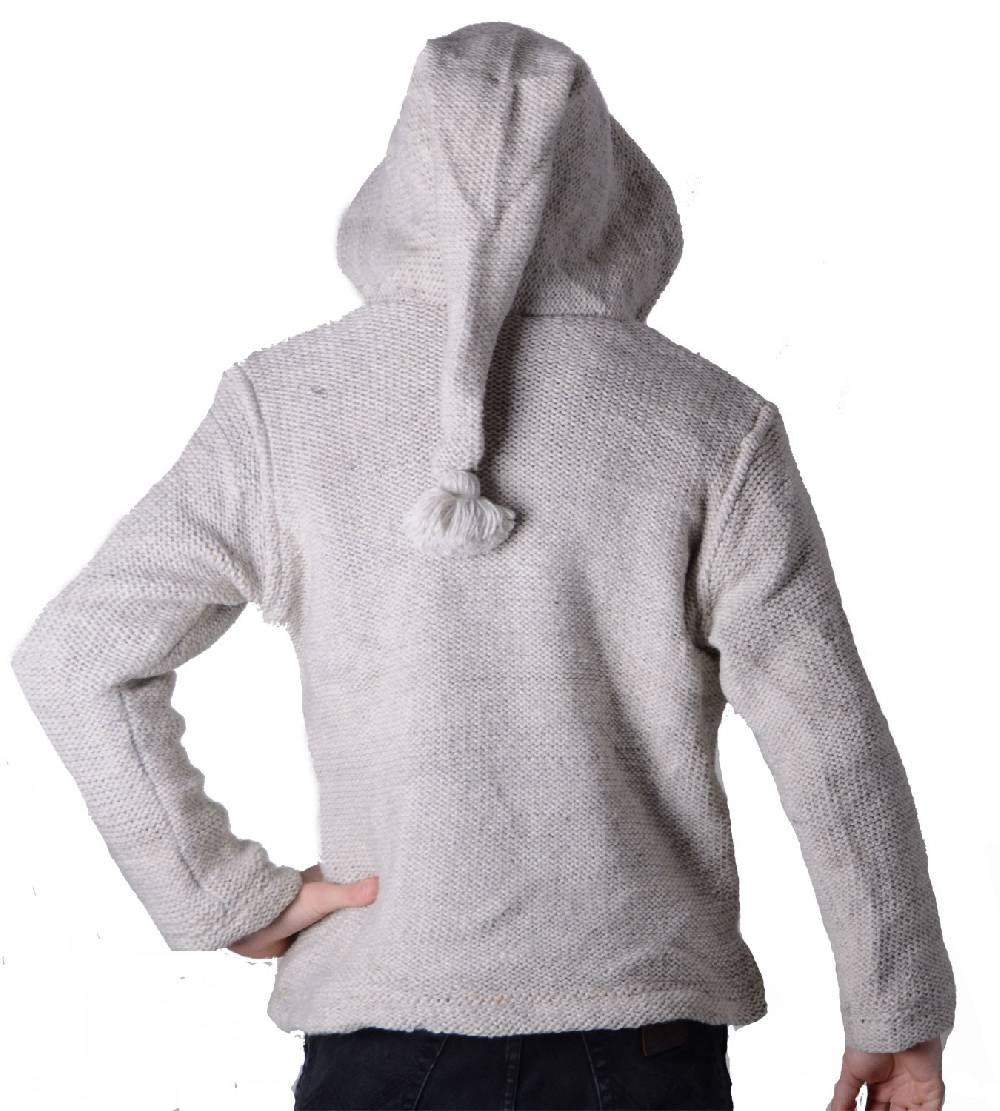 Kunst Und Magie Baja Herren-Strickjacke mit Fleecefutter und Zipfelkapuze Poncho Goa Hippie Bestseller