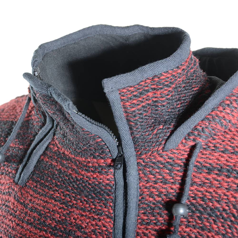 Kunst Und Magie Damen Wolljacke Hippie Goa Strickjacke mit Fleecefutter und Kapuze Schwarz/Rot Riesige Ersparnisse
