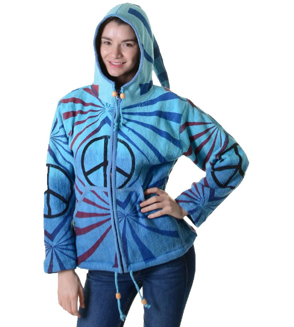 Kunst Und Magie Damen Goa Om Batik Strickjacke Jacke Zipfelkapuze Hippie Peace mehrfarbig Bis zu 60% Rabatt