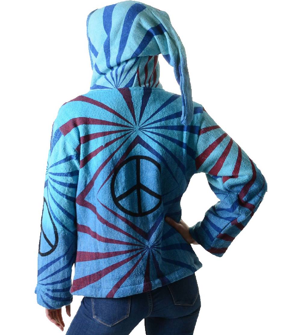 Kunst Und Magie Damen Goa Om Batik Strickjacke Jacke Zipfelkapuze Hippie Peace mehrfarbig Bis zu 60% Rabatt
