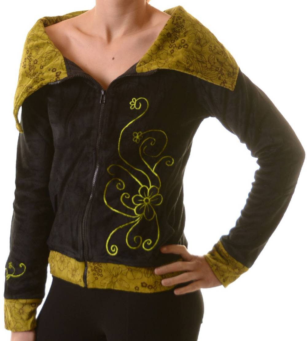 Kunst Und Magie Boho Ethno Jacke mit Rollkragen aus Samt Bis zu 65% Rabatt