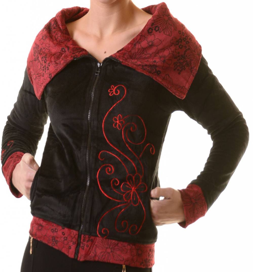 Kunst Und Magie Boho Ethno Jacke mit Rollkragen aus Samt Bis zu 65% Rabatt