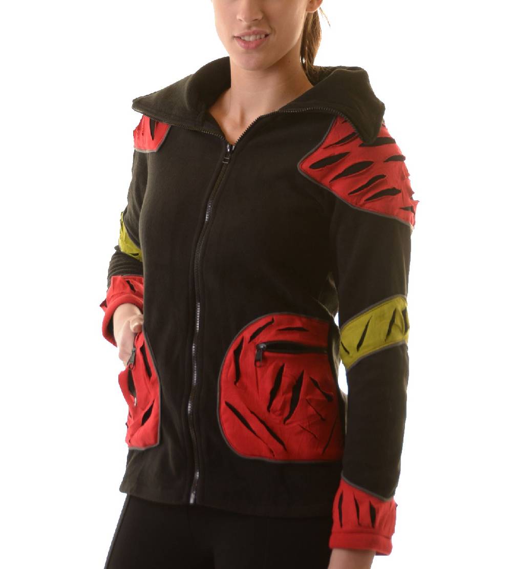 Kunst Und Magie Elfenhafte Fleece Jacke mit Cutwork Patches Goa Psy Hippie Fraggle Discount Store für neue Produkte