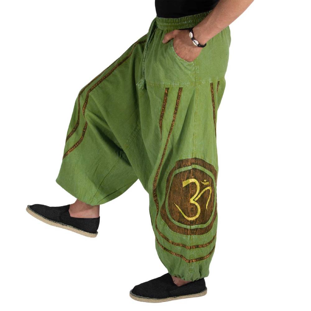 Kunst Und Magie OM Unisex Psy Baggy Pants Hippie Hose Goa Baumwoll Tanzhose Stonewashed Kostenloser Versand international