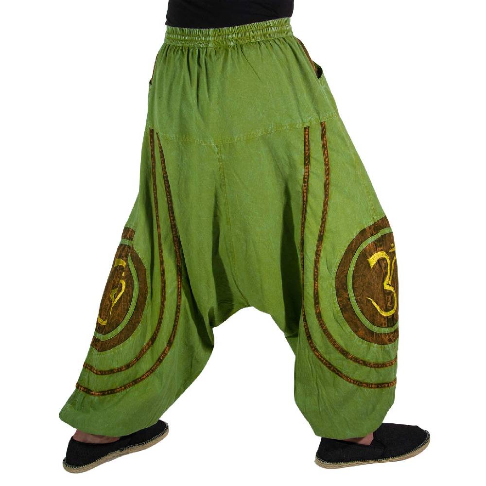 Kunst Und Magie OM Unisex Psy Baggy Pants Hippie Hose Goa Baumwoll Tanzhose Stonewashed Kostenloser Versand international