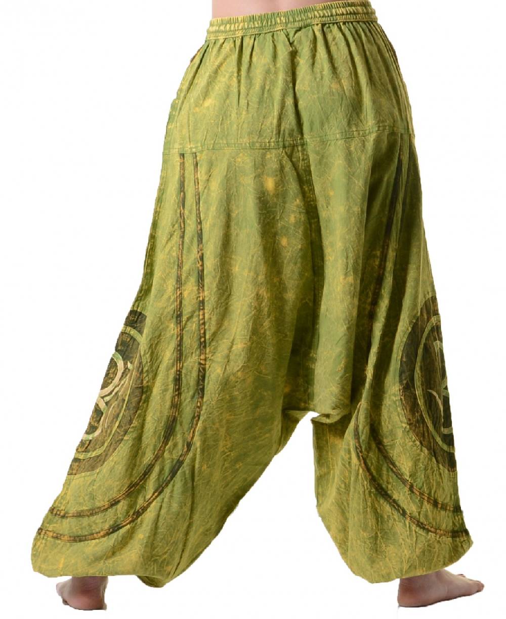 Kunst Und Magie OM Unisex Psy Baggy Pants Hippie Hose Goa Baumwoll Tanzhose Stonewashed Kostenloser Versand international