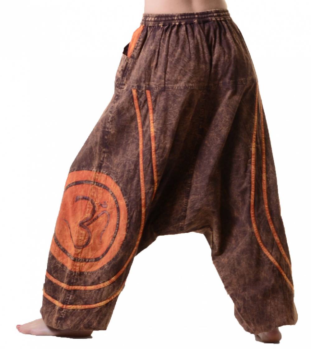 Kunst Und Magie OM Unisex Psy Baggy Pants Hippie Hose Goa Baumwoll Tanzhose Stonewashed Kostenloser Versand international