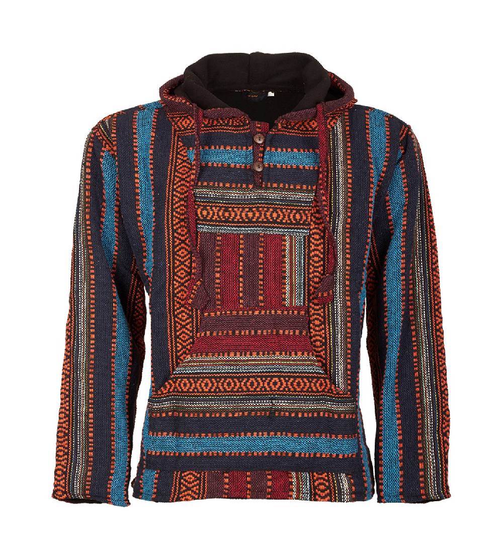 Kunst Und Magie Kunst und Magie Nepal Baja Jerga Sweatshirt Poncho mit Fleecefutter Kapuze Online
