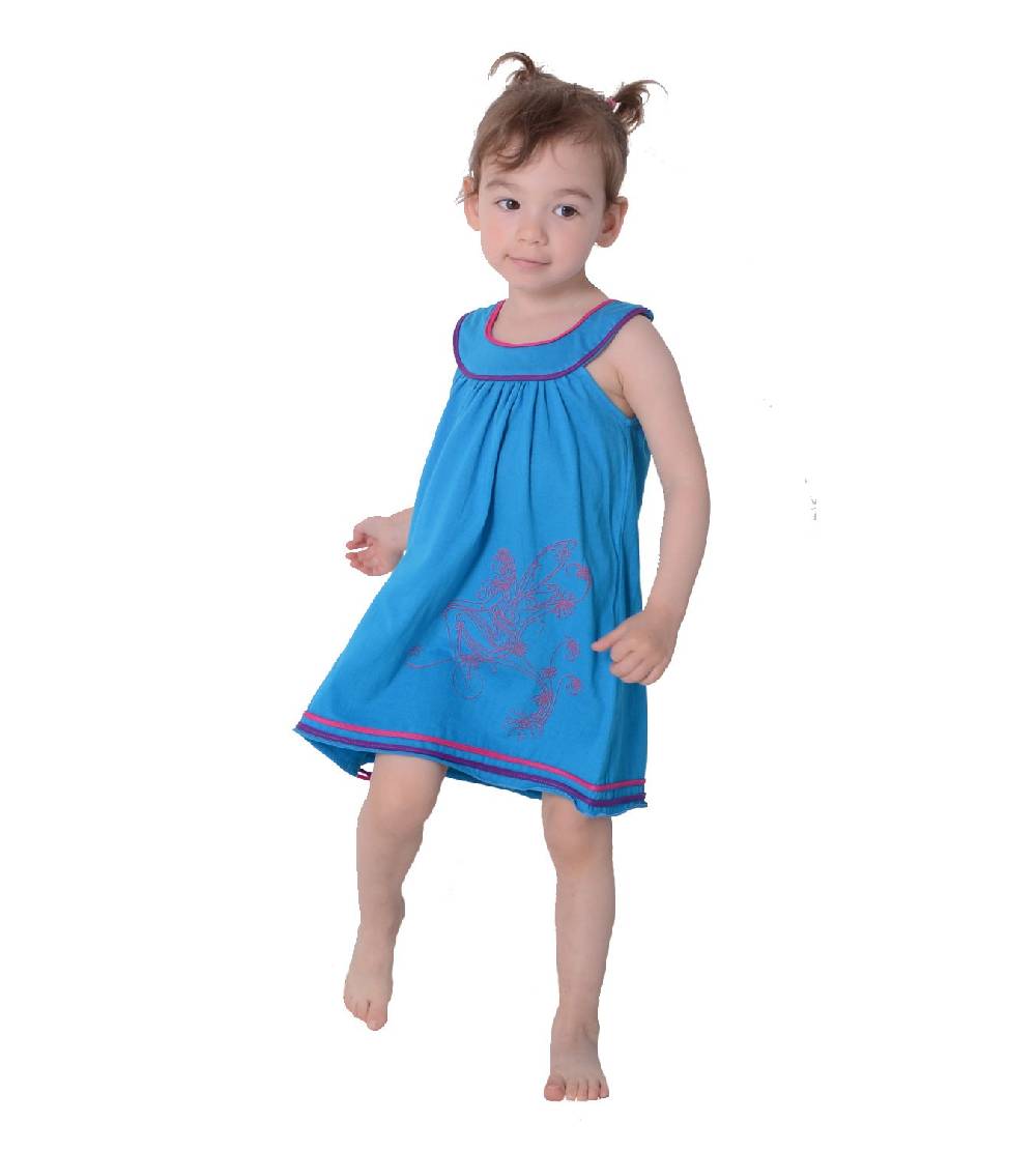 Kunst Und Magie Luftiges Sommerkinderkleid Elfenmotiv mit aufwendiger Stickborte Hippie Fabrikverkauf