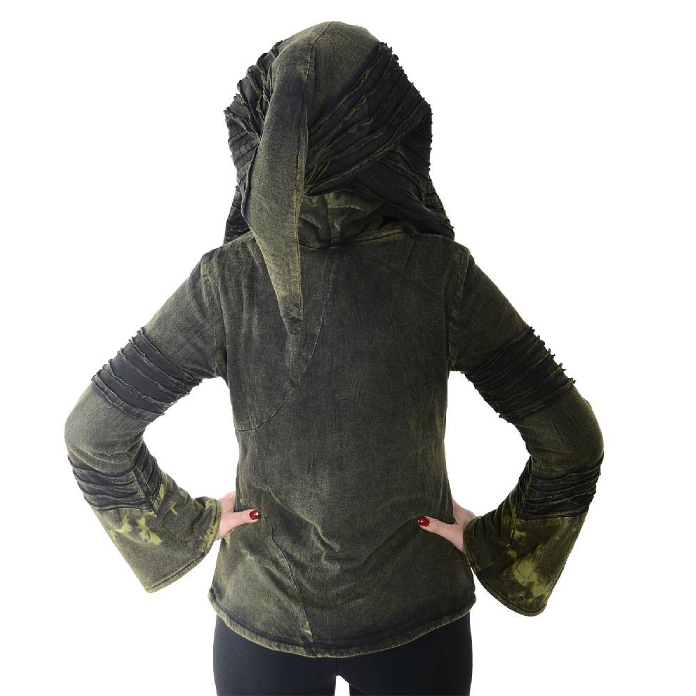 Kunst Und Magie Kunst und Magie Damen Goa Hippie Jacke mit Zipfelkapuze Stonewashed Fleecefutter Rabatt