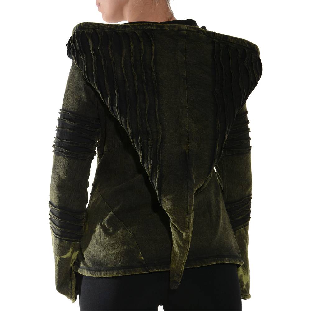 Kunst Und Magie Kunst und Magie Damen Goa Hippie Jacke mit Zipfelkapuze Stonewashed Fleecefutter Rabatt