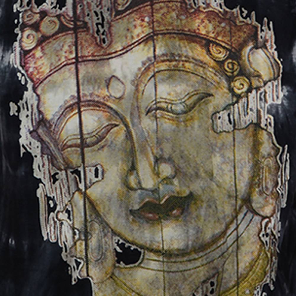 Kunst Und Magie Buntes Sure 70er Retro T-Shirt Buddha im Hippie Batik Look Großer Ausverkauf