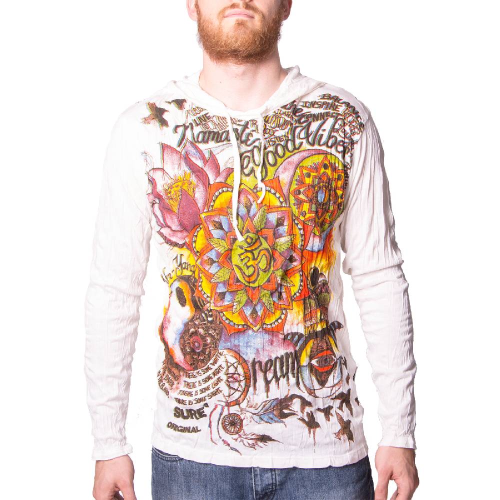 Kunst Und Magie Kunst und Magie Sure Hoody Kapuzen Shirt mit "Om im Lotus" Motiv Begrenztes Angebot