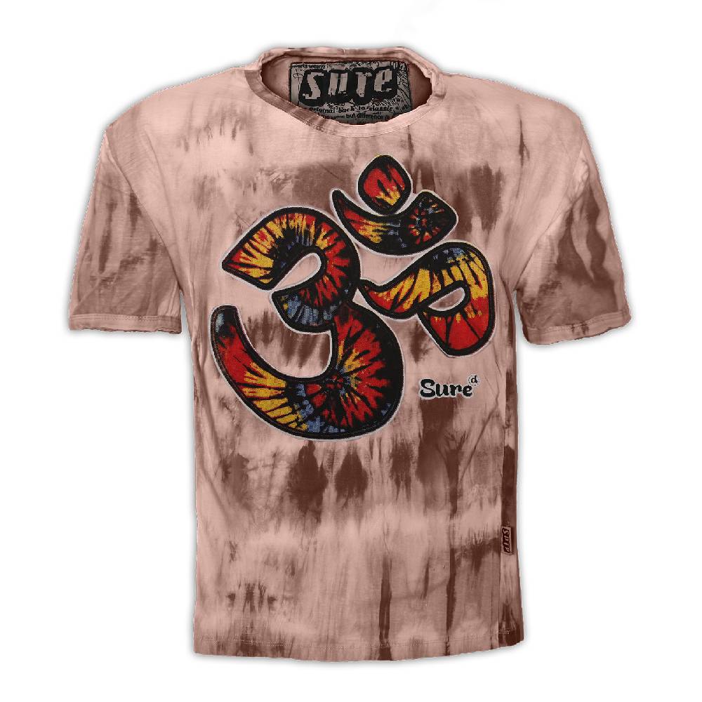 Kunst Und Magie Kunst und Magie Sure Herren Buntes 70er Retro Hippie T-Shirt OM im Batiklook Preisnachlass