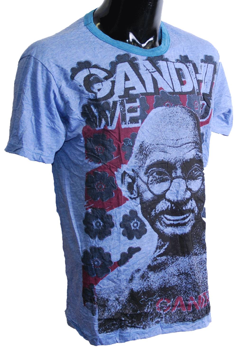 Kunst Und Magie 70er Retro Sure Tattoo T-Shirt Indisch Mahatma Gandhi im Crinkle Look Saisonschlussverkauf