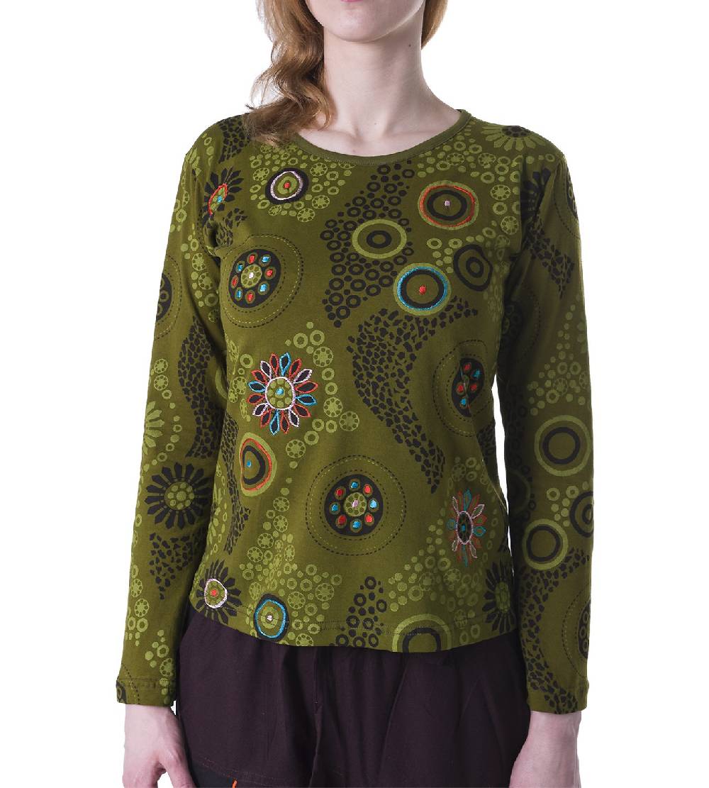 Kunst Und Magie Kunst und Magie Boho Damen Sweater Oberteil mit Stickereien Black Friday
