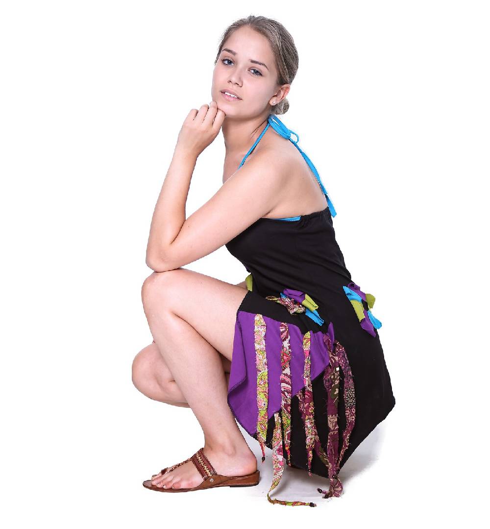 Kunst Und Magie Kunst und Magie Freches Minikleid Longshirt Tunika Hippie Boho Trägerkleid Weihnachtsangebot