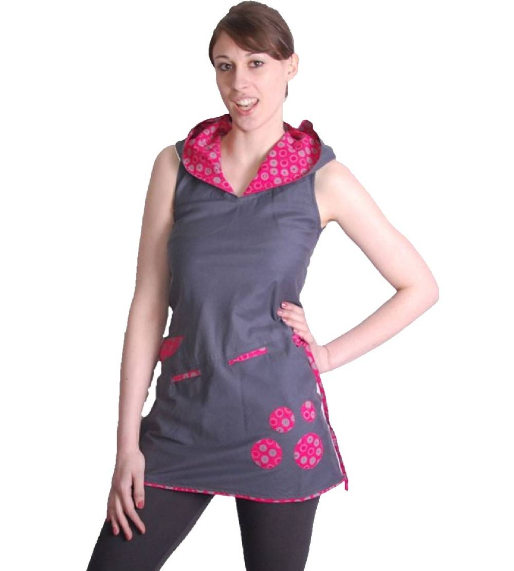 Kunst Und Magie Kunst und Magie Boho Hippie Tunika Oberteil/Minikleid Longshirt mit Kapuze Vatertagsangebot