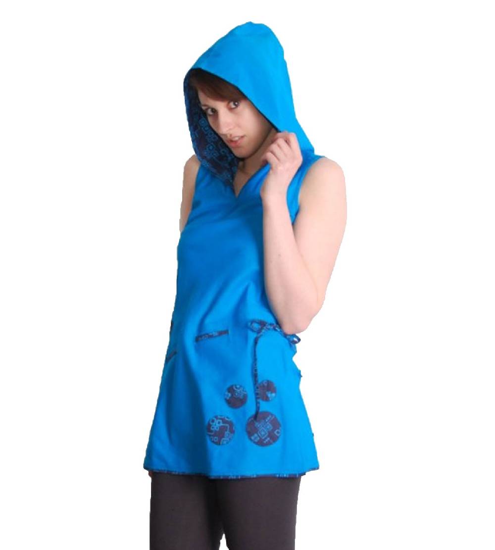 Kunst Und Magie Kunst und Magie Boho Hippie Tunika Oberteil/Minikleid Longshirt mit Kapuze Vatertagsangebot