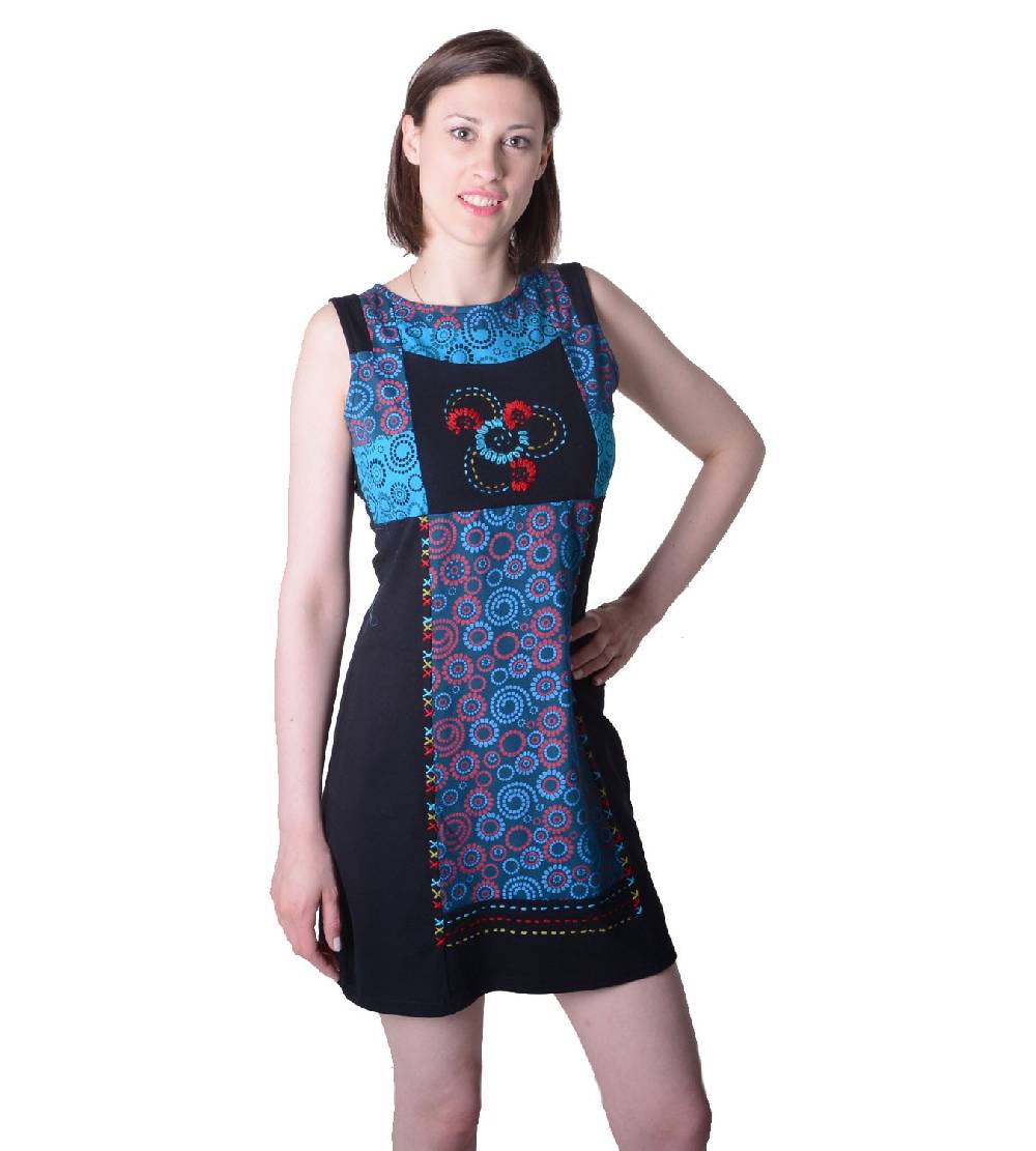 Kunst Und Magie Buntes Hippie Minikleid Sommer im stylischem Blumen-Design Exklusive Angebote