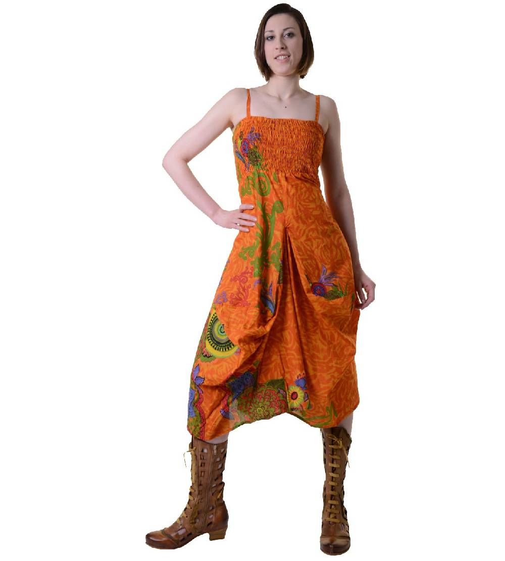 Kunst Und Magie Farbenfrohes Goa Sommerkleid mit trendigen Blumenmustern Blitzangebot