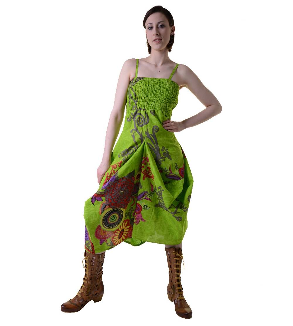 Kunst Und Magie Farbenfrohes Goa Sommerkleid mit trendigen Blumenmustern Blitzangebot
