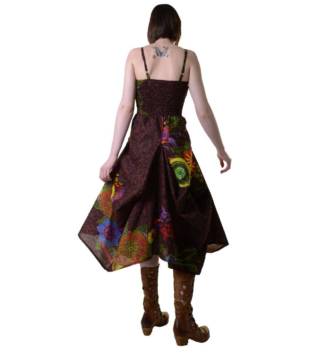 Kunst Und Magie Farbenfrohes Goa Sommerkleid mit trendigen Blumenmustern Blitzangebot
