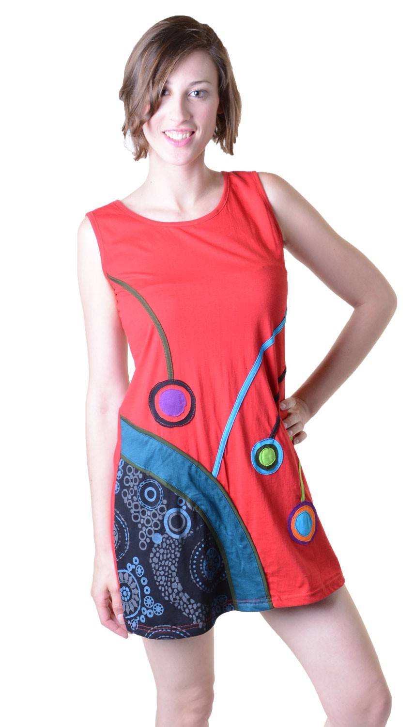 Kunst Und Magie Minikleid Longshirt Tunika Hippie Goa Sommerkleid Patchwork Große Rabatte