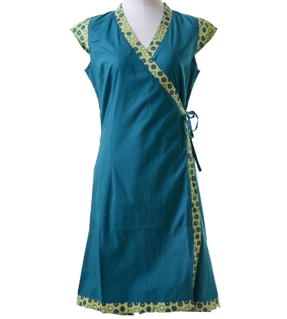 Kunst Und Magie Wickelkleid Tibet Minikleid Tunika Hippie Goa Sommerkleid extravagant Tägliche Deals