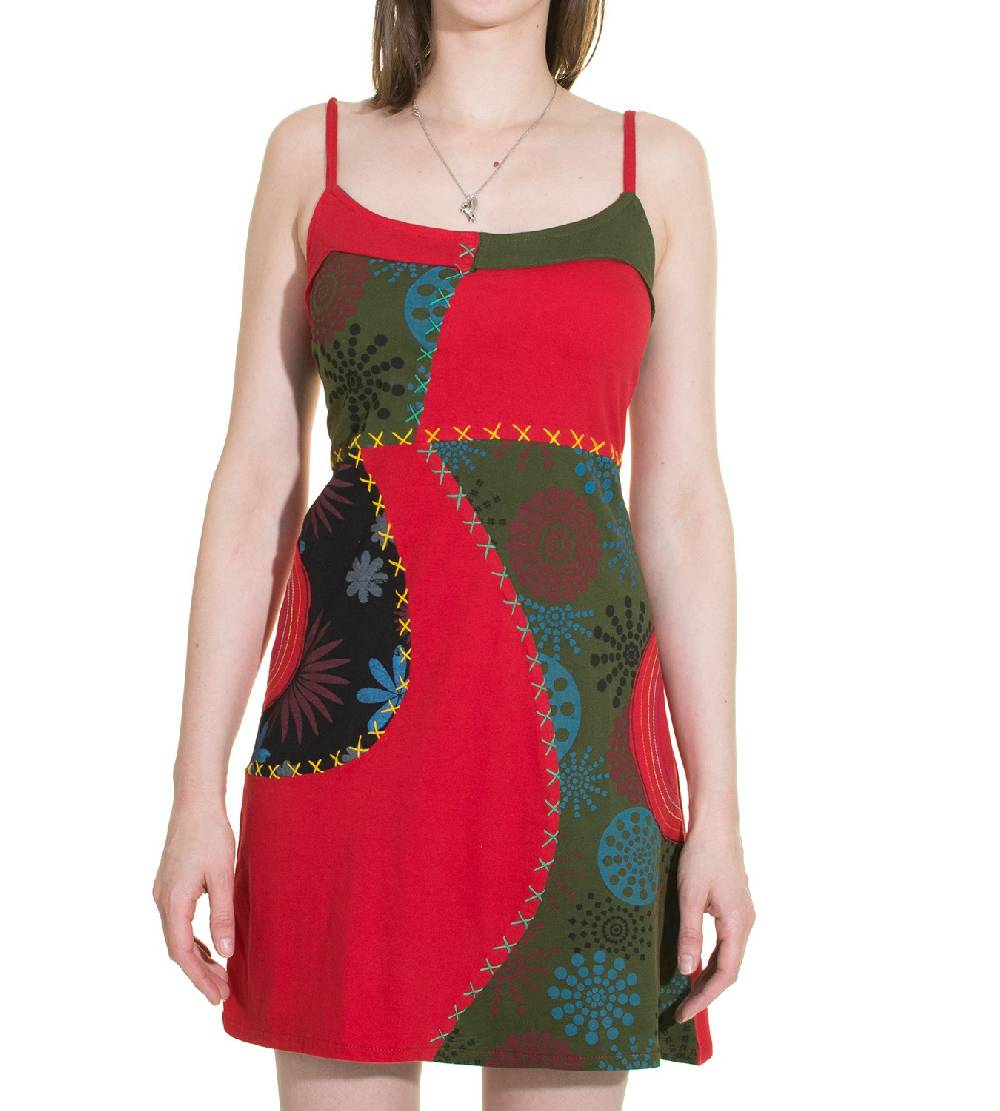 Kunst Und Magie Patchwork Minikleid Longshirt Tunika Hippie Sommerkleid VIP-Rabatte