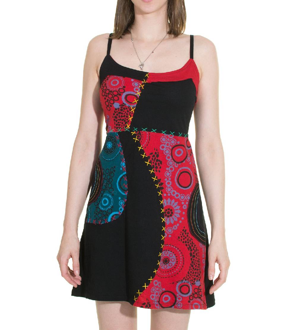 Kunst Und Magie Patchwork Minikleid Longshirt Tunika Hippie Sommerkleid VIP-Rabatte