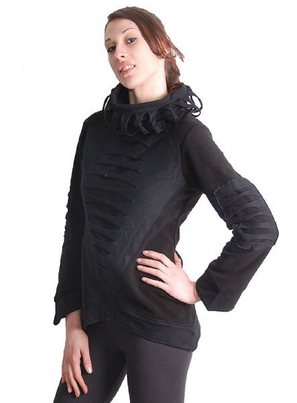 Kunst Und Magie Elfen Fleece Pullover mit Rollkragen in Schwarz Wochenangebot