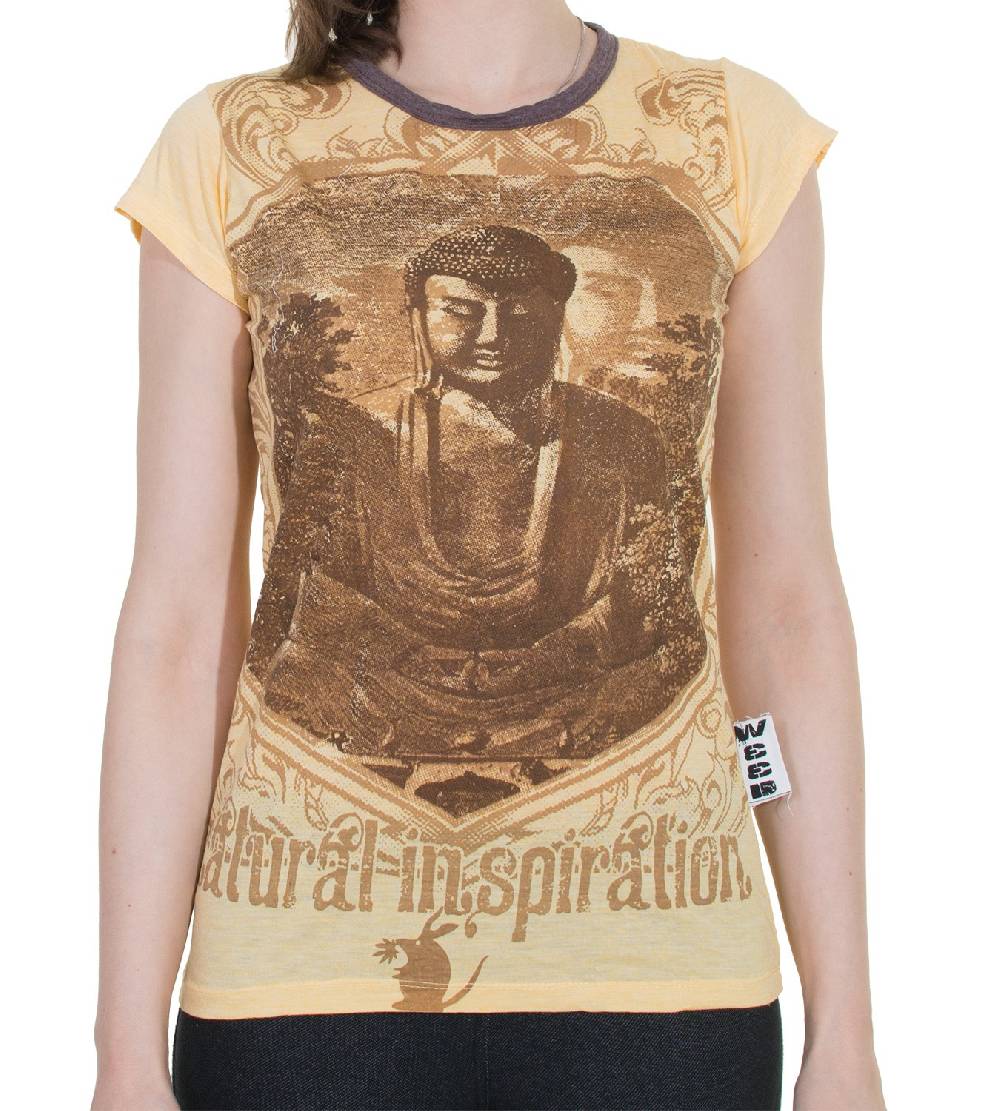 Kunst Und Magie 70er Retro Top Sure Weed Buddha Meditation Girlie T-Shirt im Knitter Look Bis zu 65% Rabatt