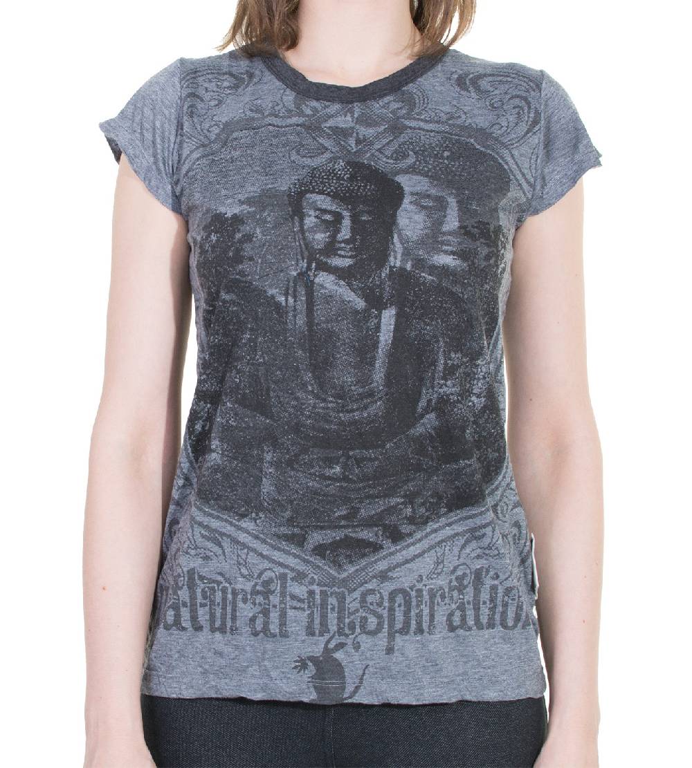 Kunst Und Magie 70er Retro Top Sure Weed Buddha Meditation Girlie T-Shirt im Knitter Look Bis zu 65% Rabatt