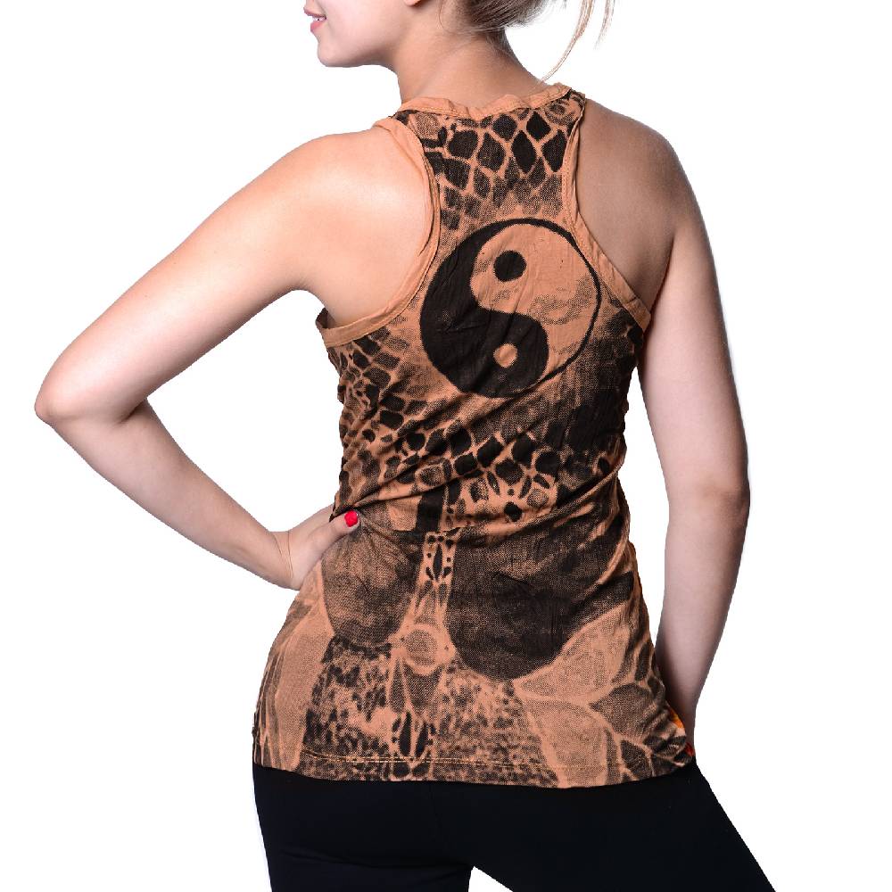 Kunst Und Magie Kunst und Magie Sure Damen Ying Yang 70er Retro Trägertop T-Shirt Tank-Top Hippie Goa Nur für heute