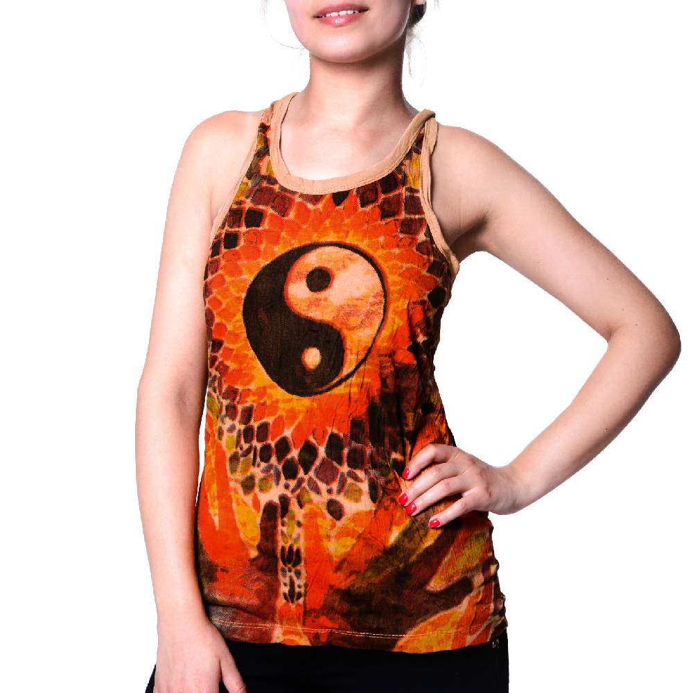 Kunst Und Magie Kunst und Magie Sure Damen Ying Yang 70er Retro Trägertop T-Shirt Tank-Top Hippie Goa Nur für heute