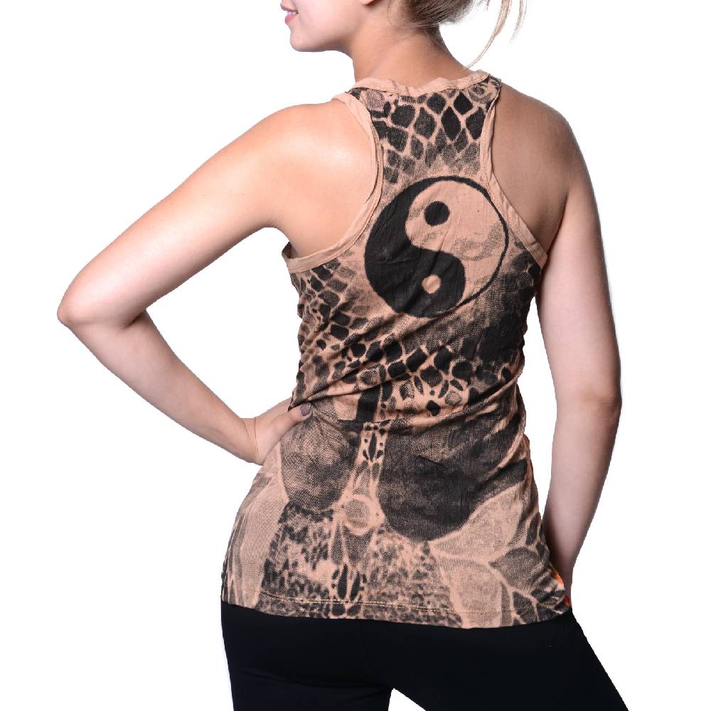 Kunst Und Magie Kunst und Magie Sure Damen Ying Yang 70er Retro Trägertop T-Shirt Tank-Top Hippie Goa Nur für heute
