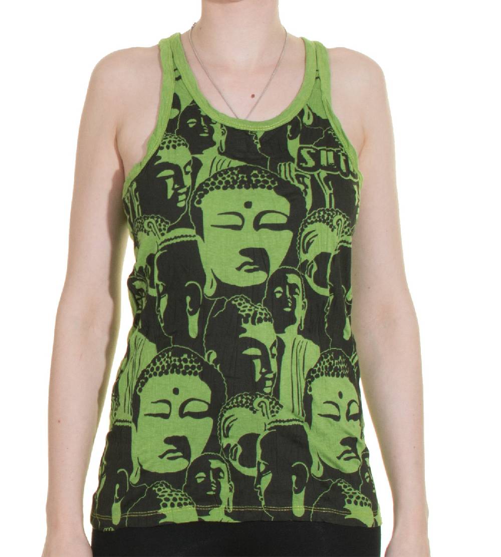 Kunst Und Magie 70er Retro Top Sure Buddha Köpfe Psy Goa T-Shirt in knalligen Farben Riesige Rabatte