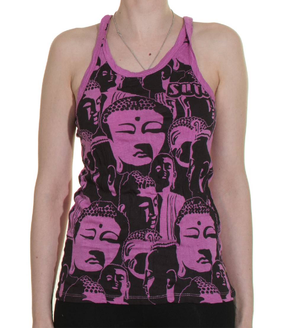 Kunst Und Magie 70er Retro Top Sure Buddha Köpfe Psy Goa T-Shirt in knalligen Farben Riesige Rabatte