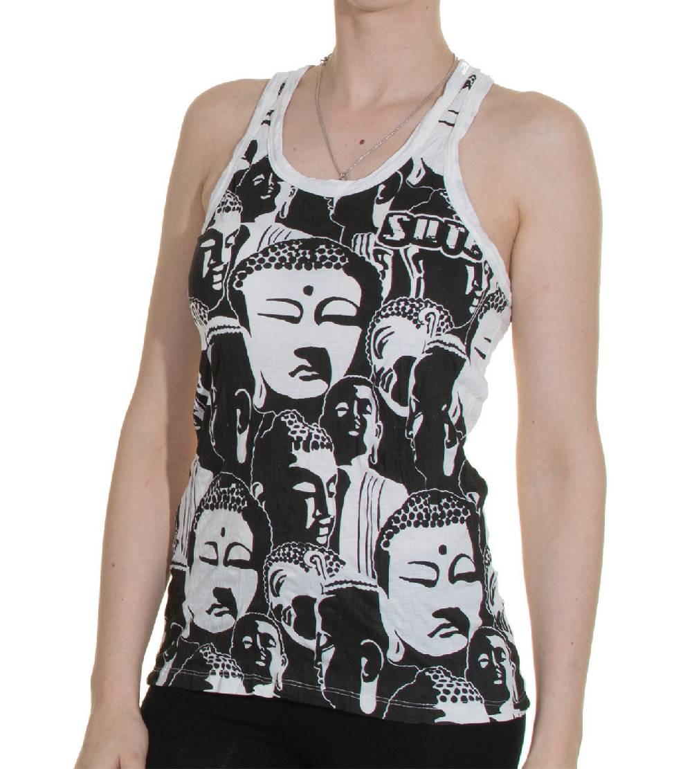 Kunst Und Magie 70er Retro Top Sure Buddha Köpfe Psy Goa T-Shirt in knalligen Farben Riesige Rabatte
