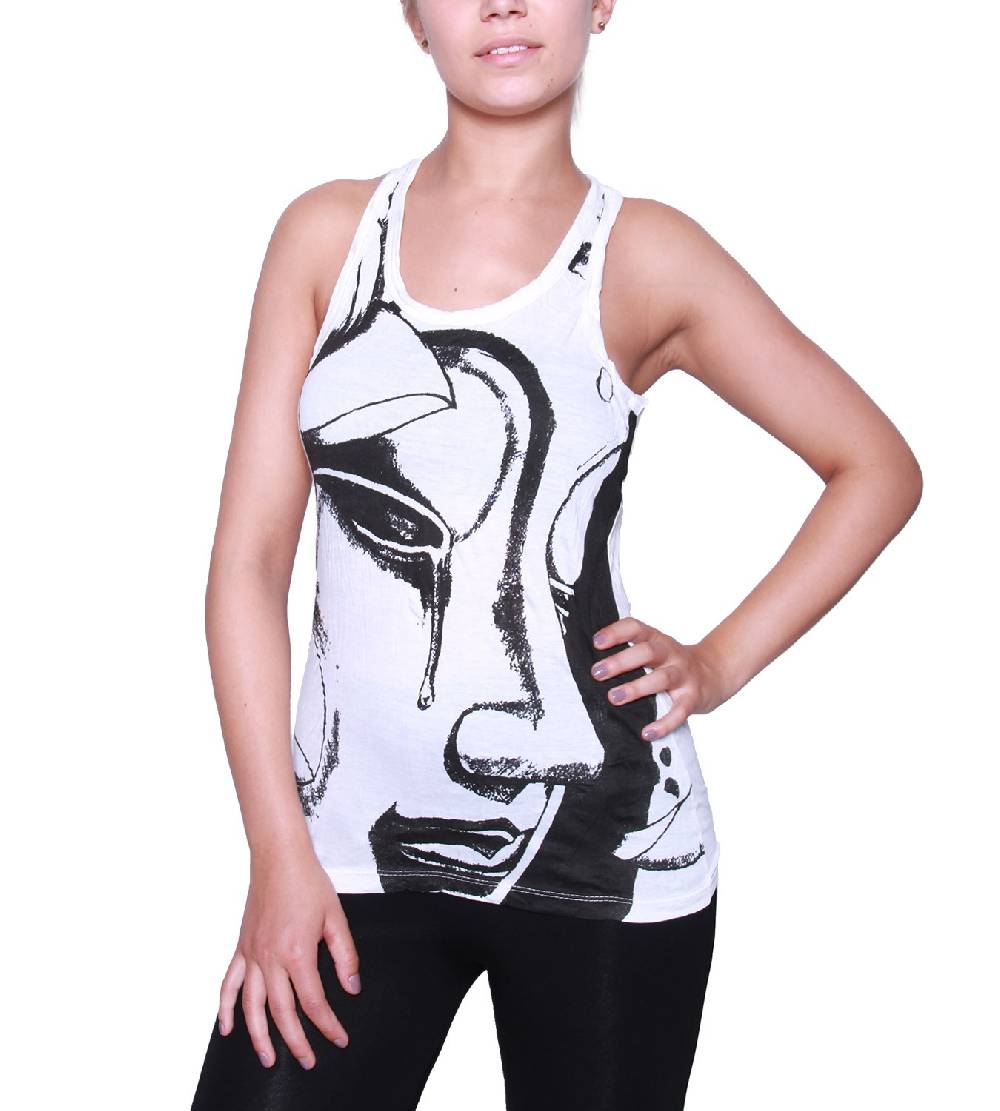 Kunst Und Magie Kunst und Magie Sure Crying Buddha Träne 70er Retro Trägertop T-Shirt Clearance-Verkauf