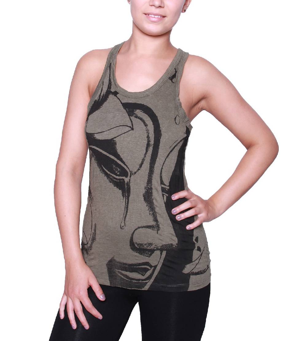 Kunst Und Magie Kunst und Magie Sure Crying Buddha Träne 70er Retro Trägertop T-Shirt Clearance-Verkauf